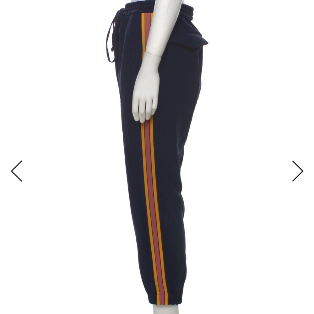 Derek Lam 10 Crosby Navy Joggers with Orange and Pink Stripes
